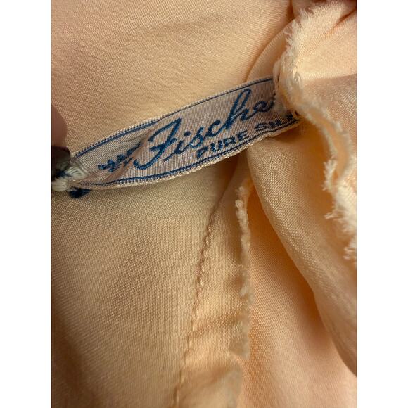 Vintage Fischer Pure Silk Lace Nightgown Slip Dress Sz S/M? Peach Pink Lingerie - Picture 5 of 7